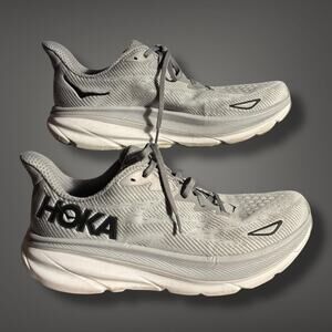 Men's Size 12D HOKA Clifton 9 Harbor Mist And Black Running Sneakers Barely Worn